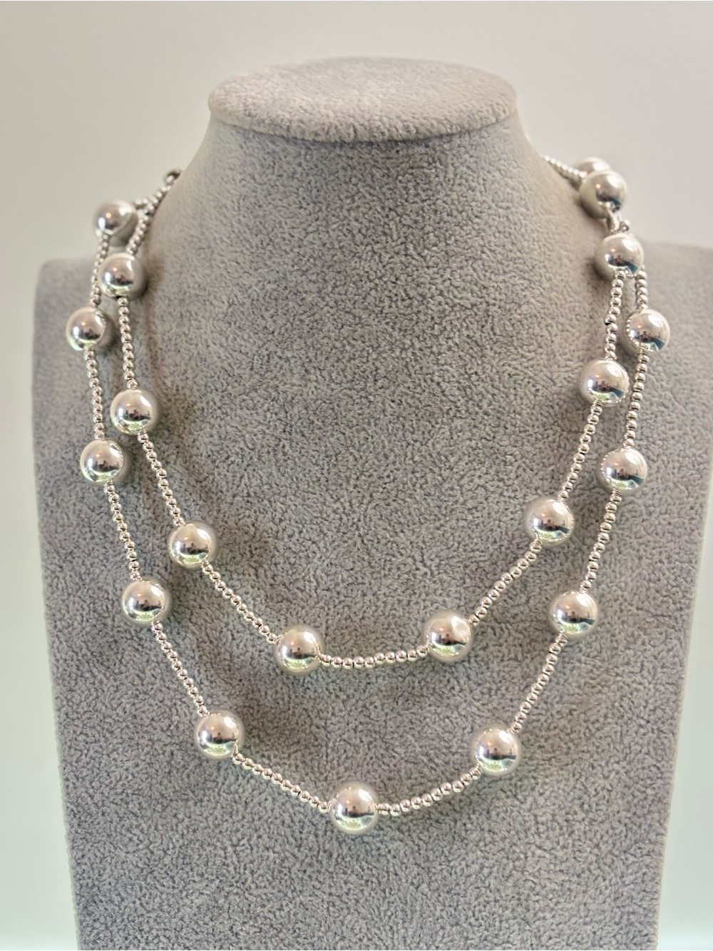 Tiffany & Co. Sterling silver 12mm Bead Ball Station Necklace 38"